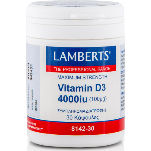 Lamberts Vitamin D3 Βιταμίνη για Ανοσοποιητικό 4000iu 30 κάψουλες